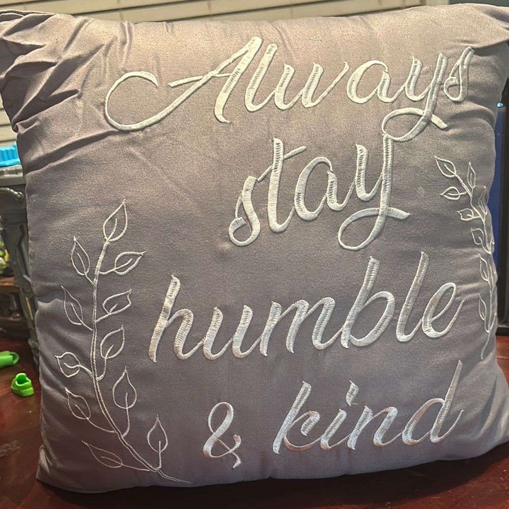 Gray Embroidered Throw Pillow Used